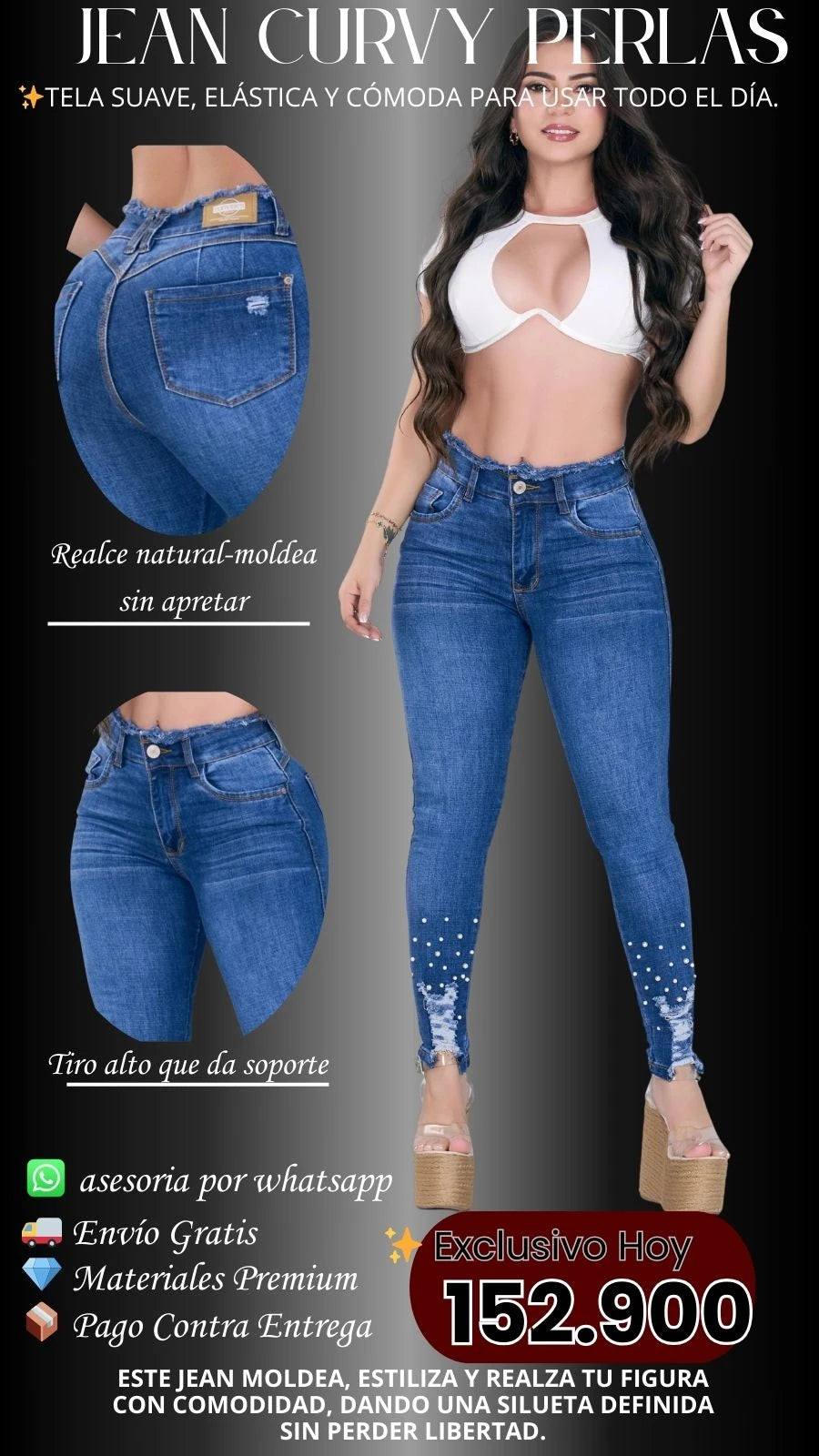 Jeans Curvy Perlas